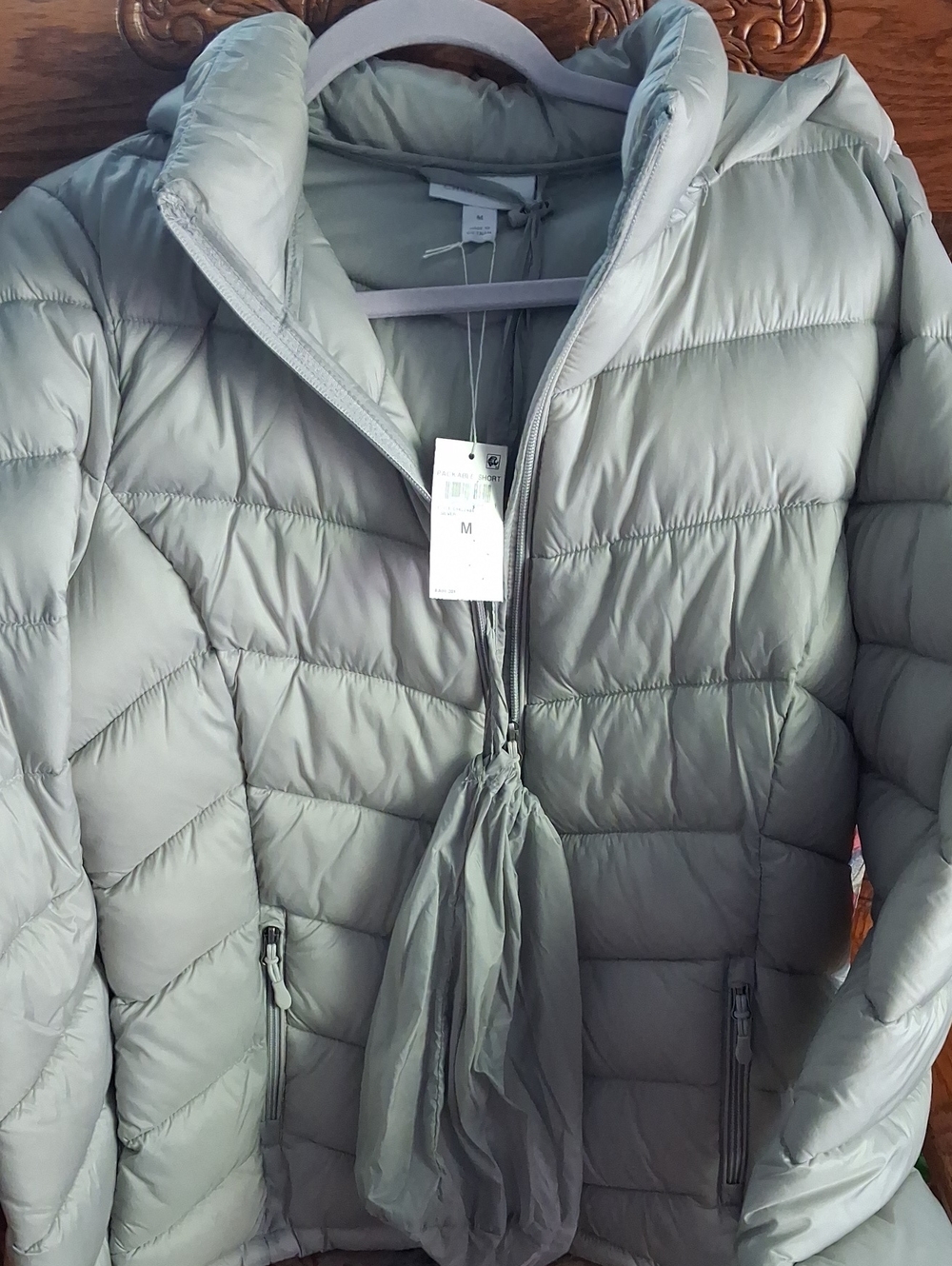 Charter Club Light Gray Packable Puffer Jacket - Packable Short